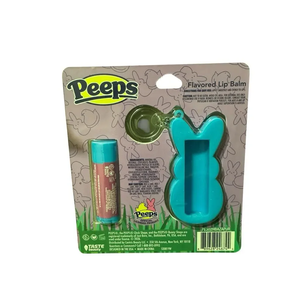 Easter Peeps COTTON CANDY MARSHMALLOW CREME Lip Balm & Bunny Keychain/Holder